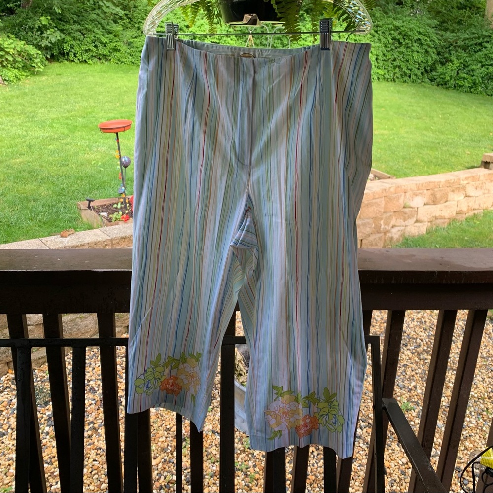 Talbots Cropped Capri Pants Womens Size 16W 16 Striped Stretch Euc